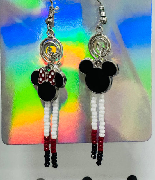 Handmade Beaded Mickey Earrings